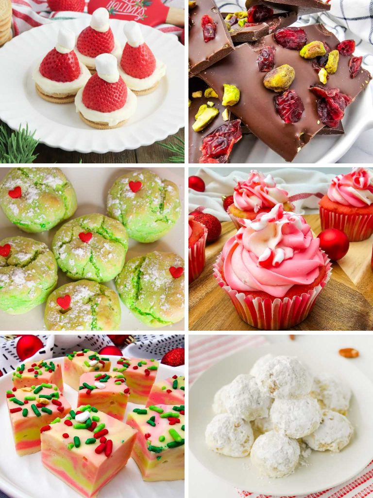 Collage of various Christmas desserts