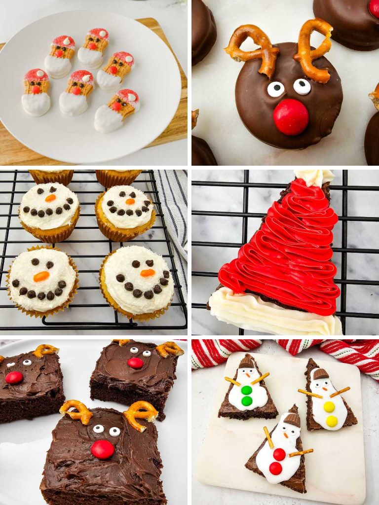 Collage of various Christmas treats for kids