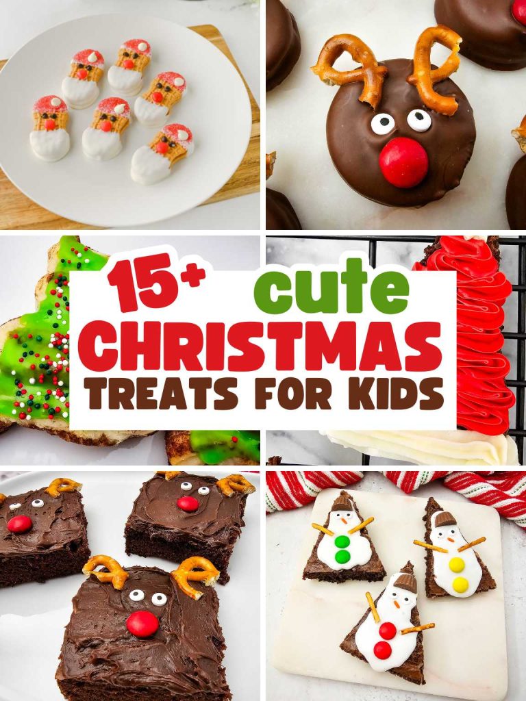 Collage of various kid friendly Christmas treats