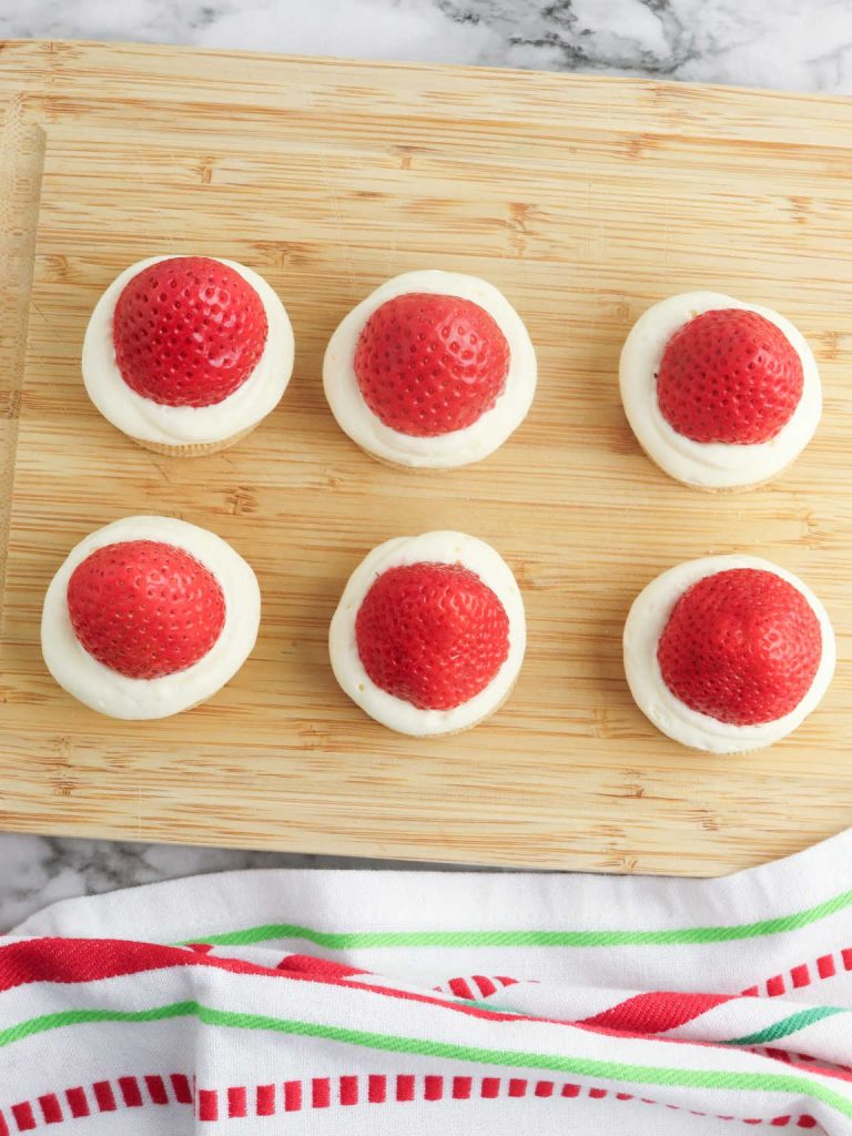 Santa hat mini cheesecakes process 5