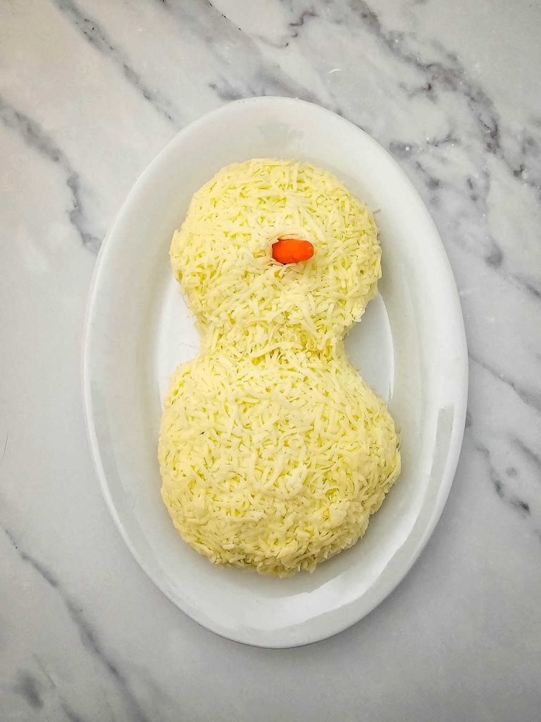 Snowman cheeseball process 7