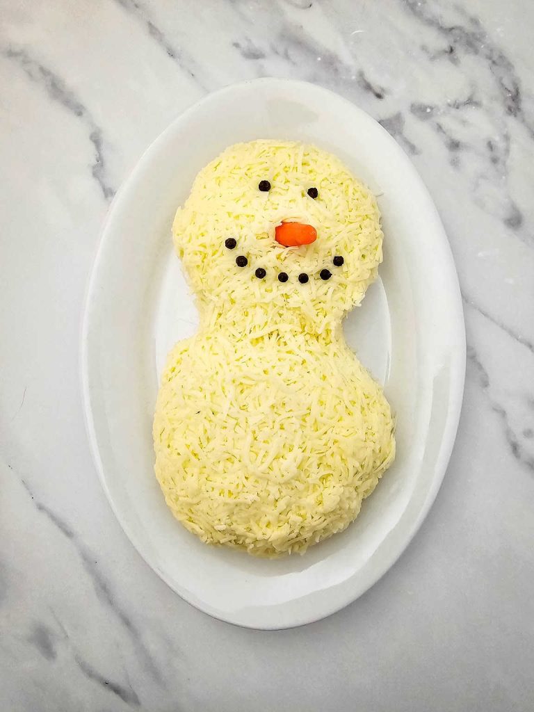Snowman cheeseball process 8