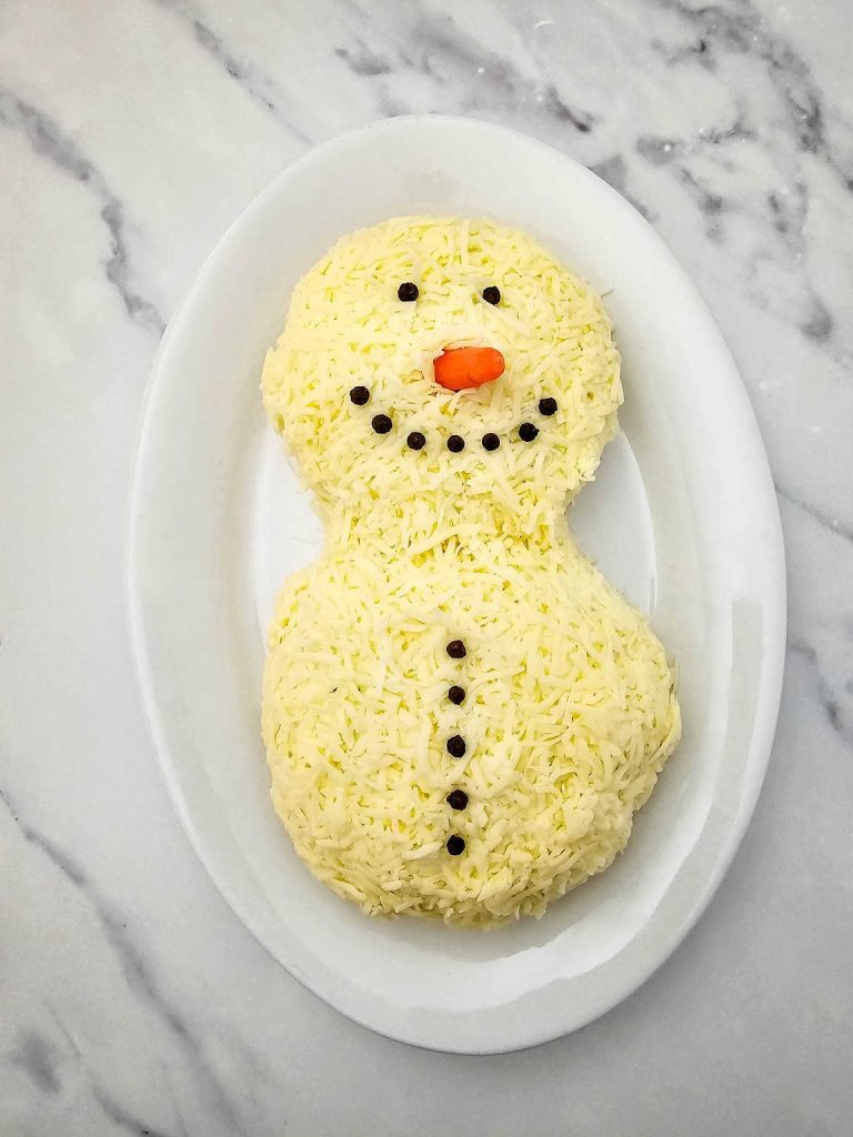 Snowman cheeseball process 9