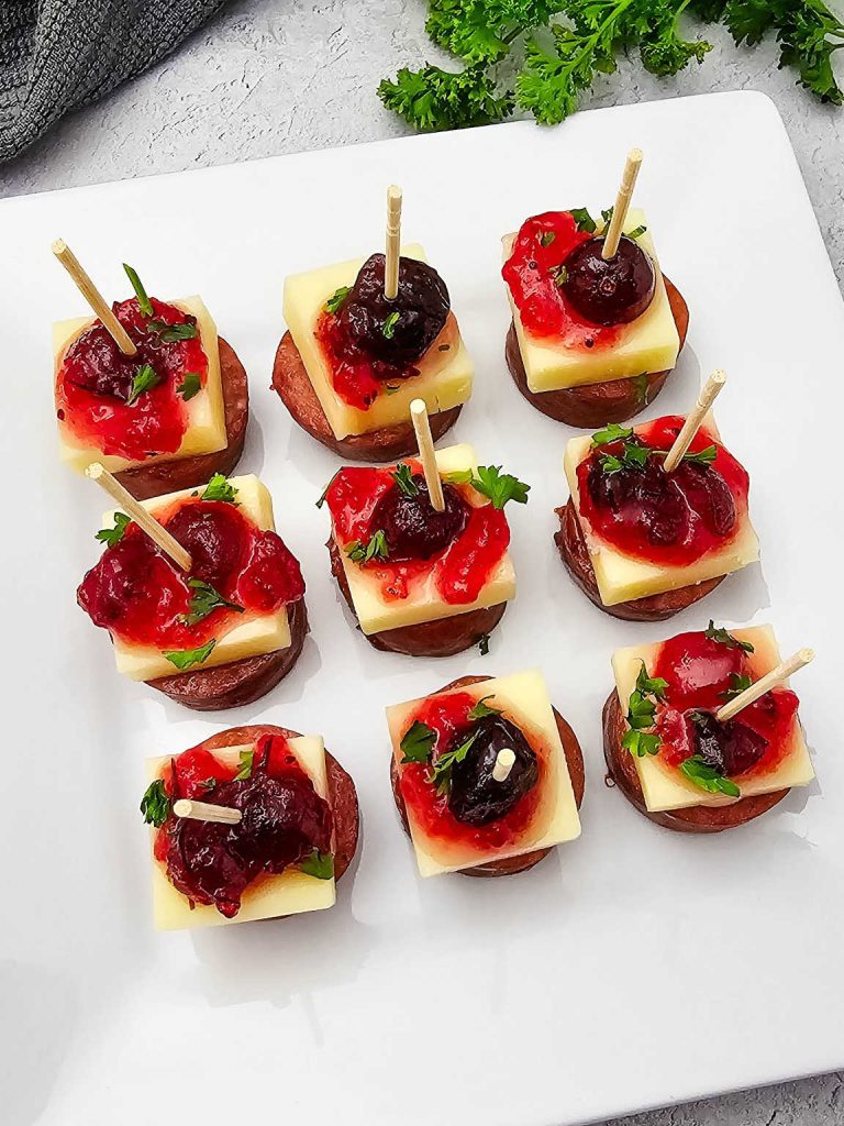 Cranberry cheese sausage skewers