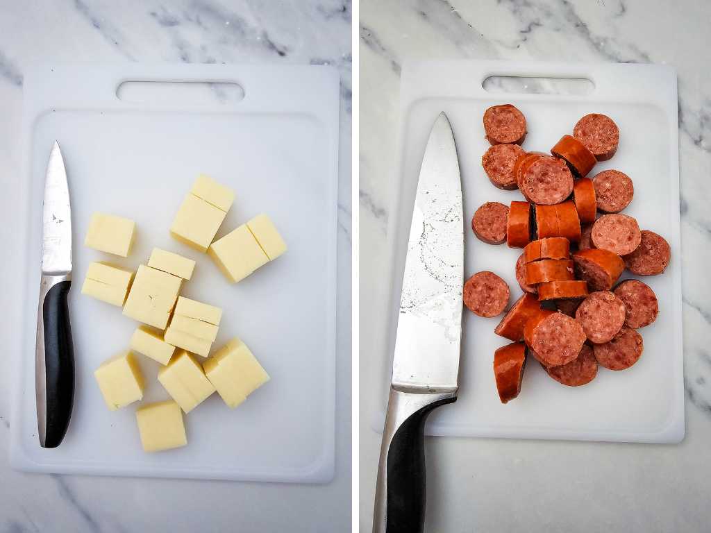 Cranberry cheese sausage skewers process 2