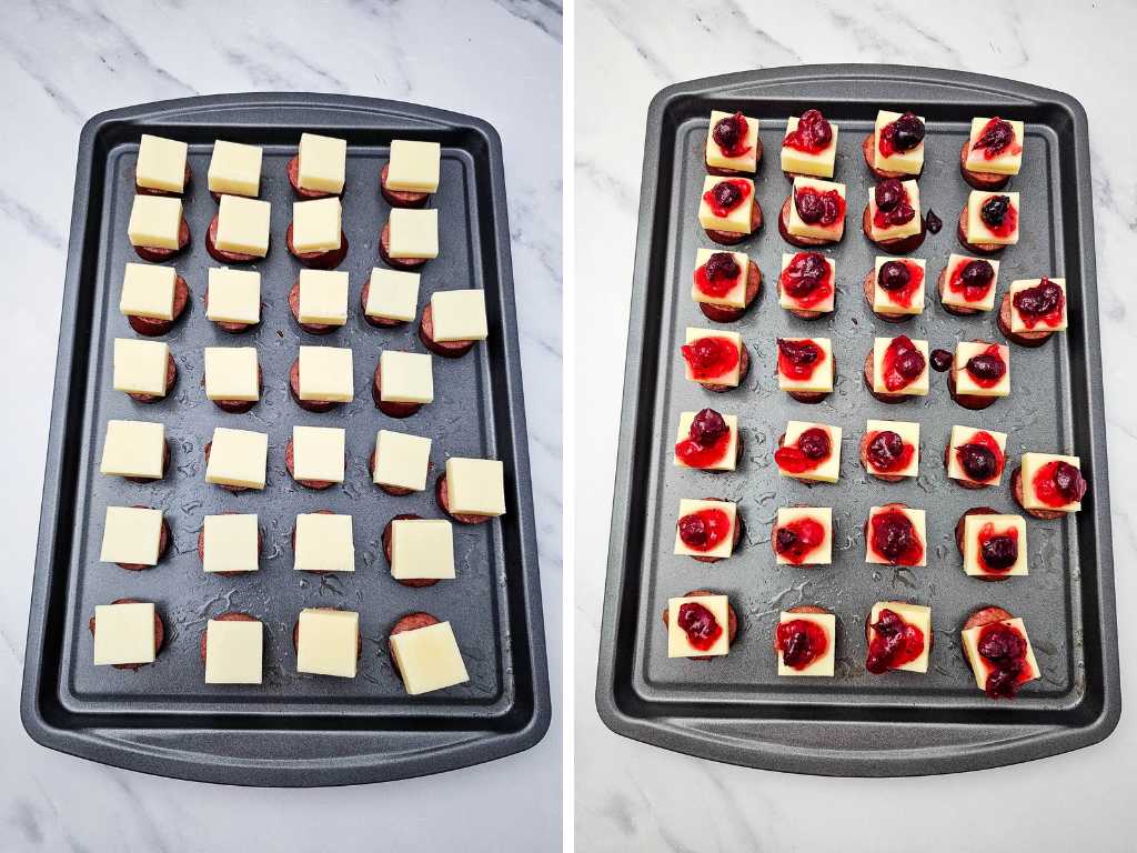 Cranberry cheese sausage skewers process 4