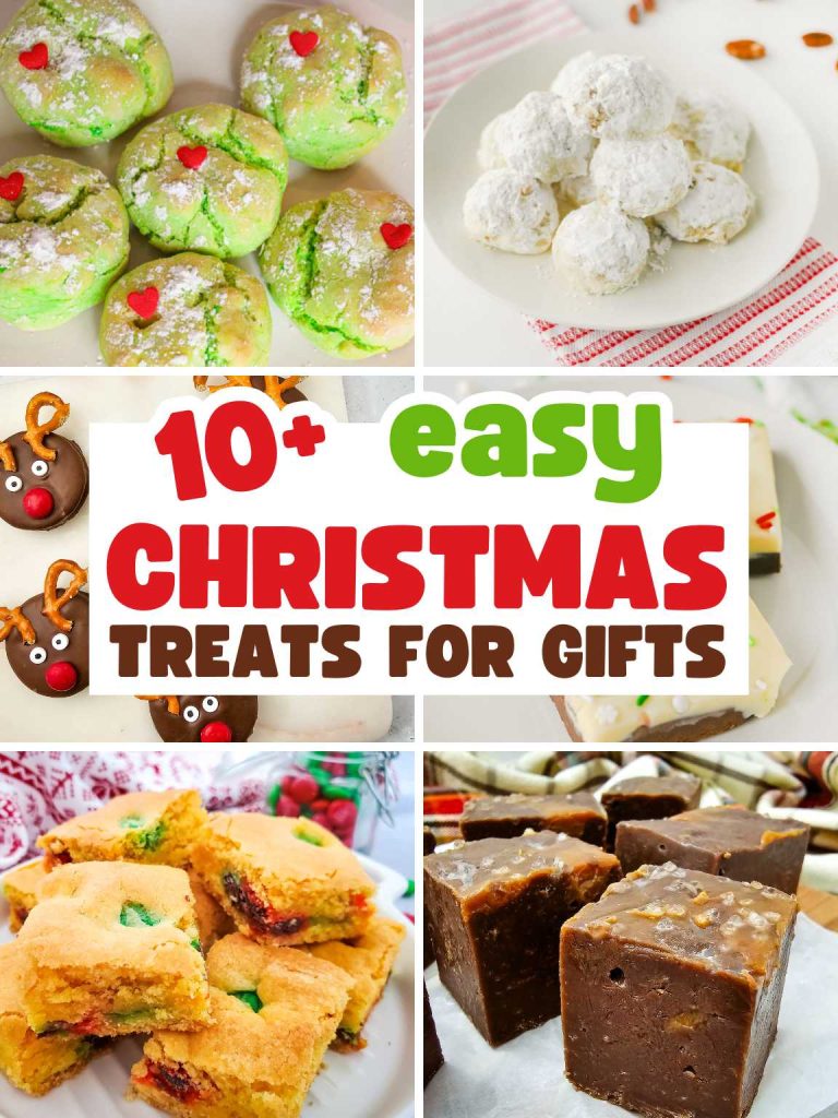 Collage of a variety easy Christmas treats for gifts