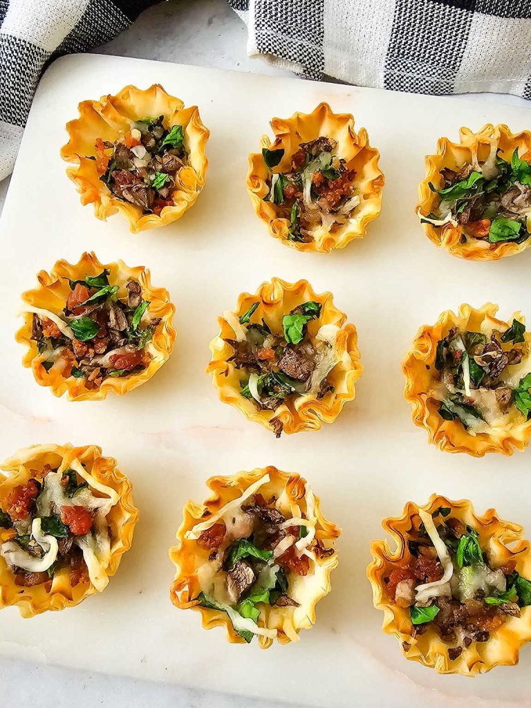Mushroom spinach phyllo cups