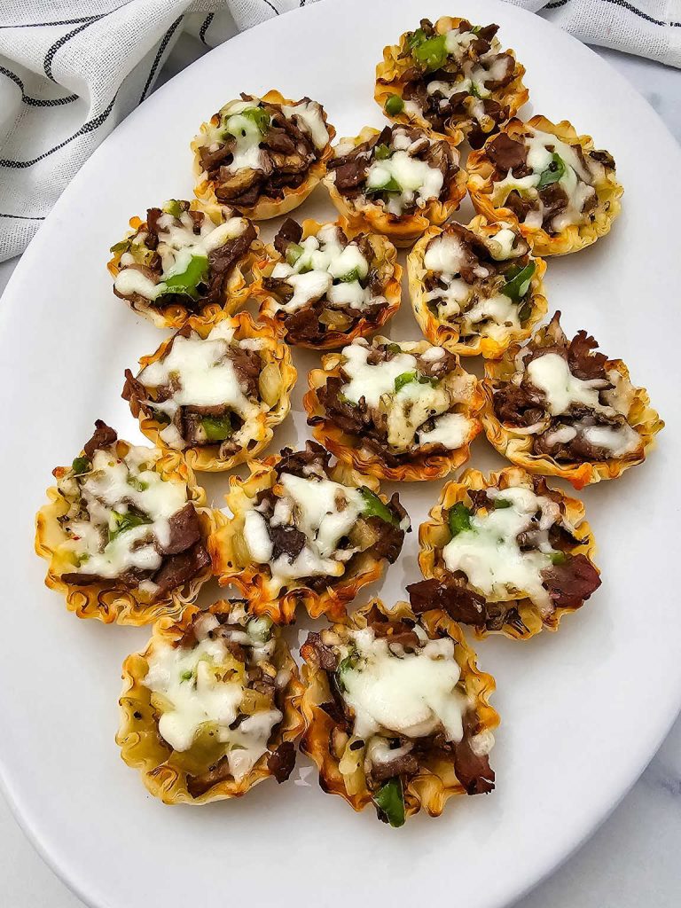 Phyllo Philly cheesesteak bites