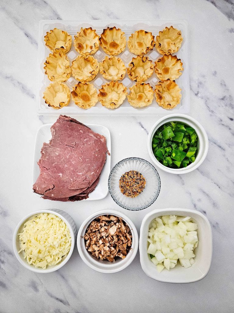 Phyllo Philly cheesesteak bites ingredients