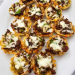 Phyllo Philly cheesesteak bites pin