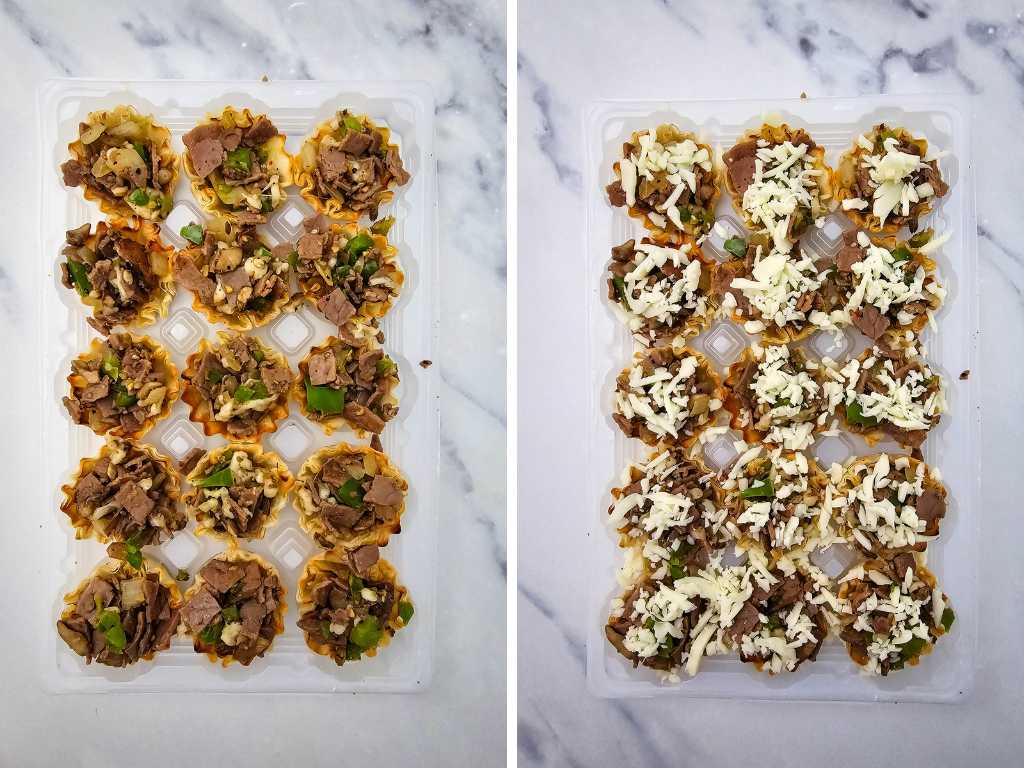 Phyllo Philly cheesesteak bites process 5