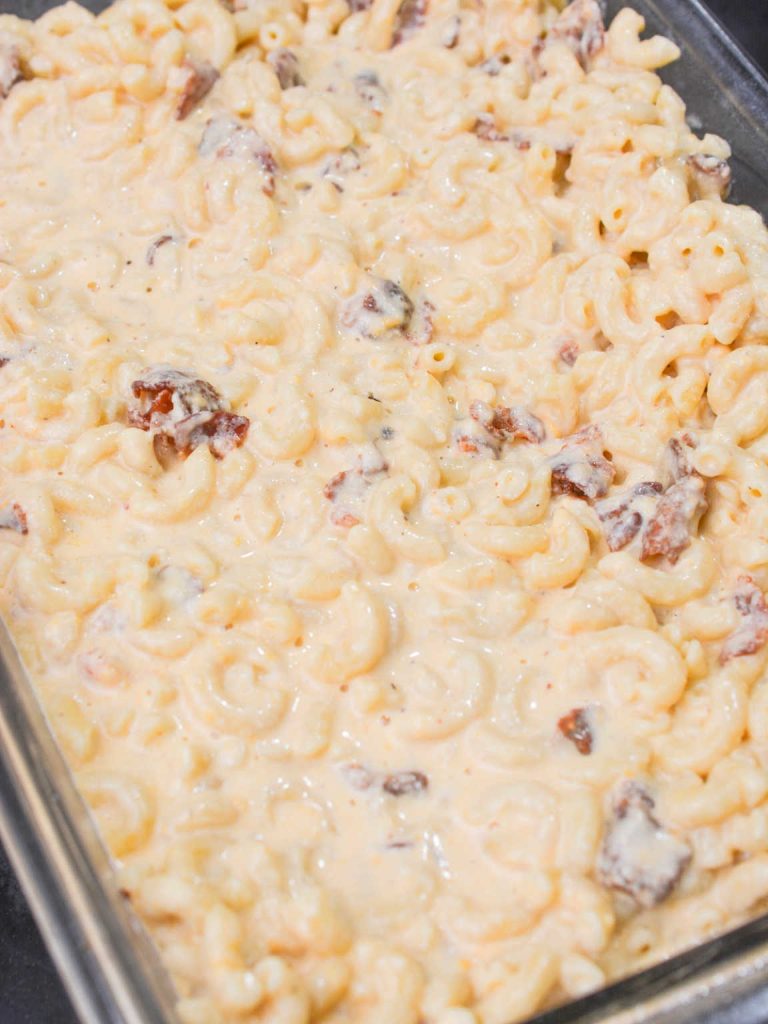Baked bacon mac and cheese process 9