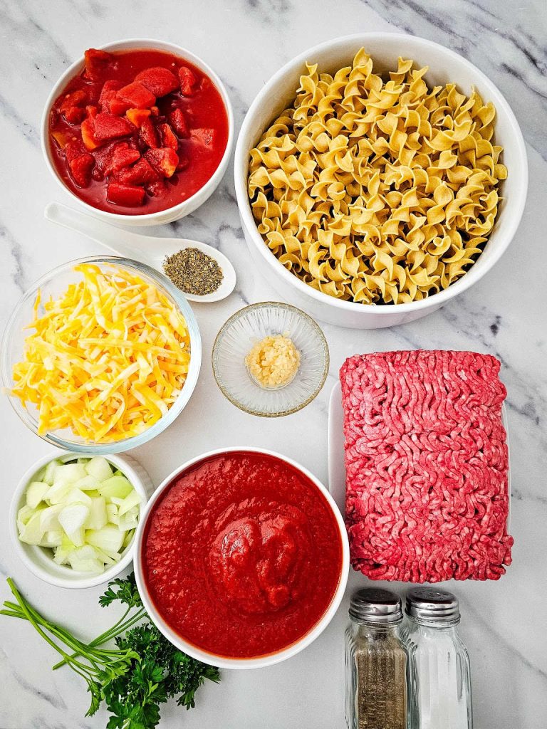 Beef noodle casserole ingredients