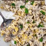 Beef stroganoff casserole pin