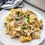 Beef stroganoff casserole pin