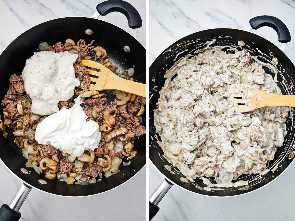 Beef stroganoff casserole process 5