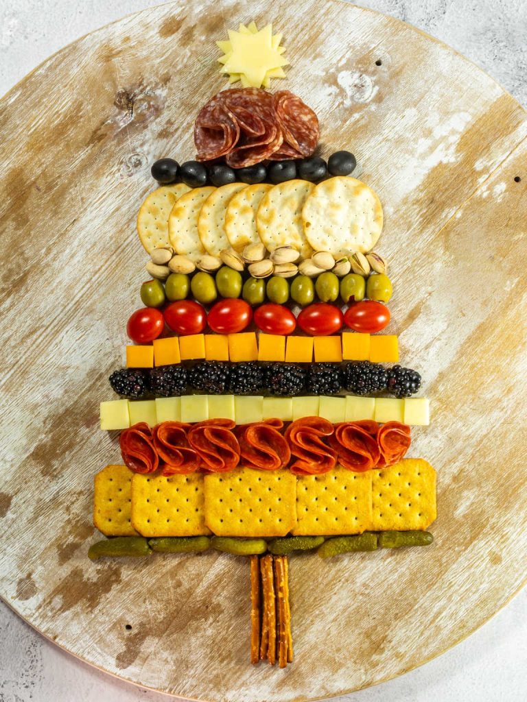 Christmas tree charcuterie board process 4