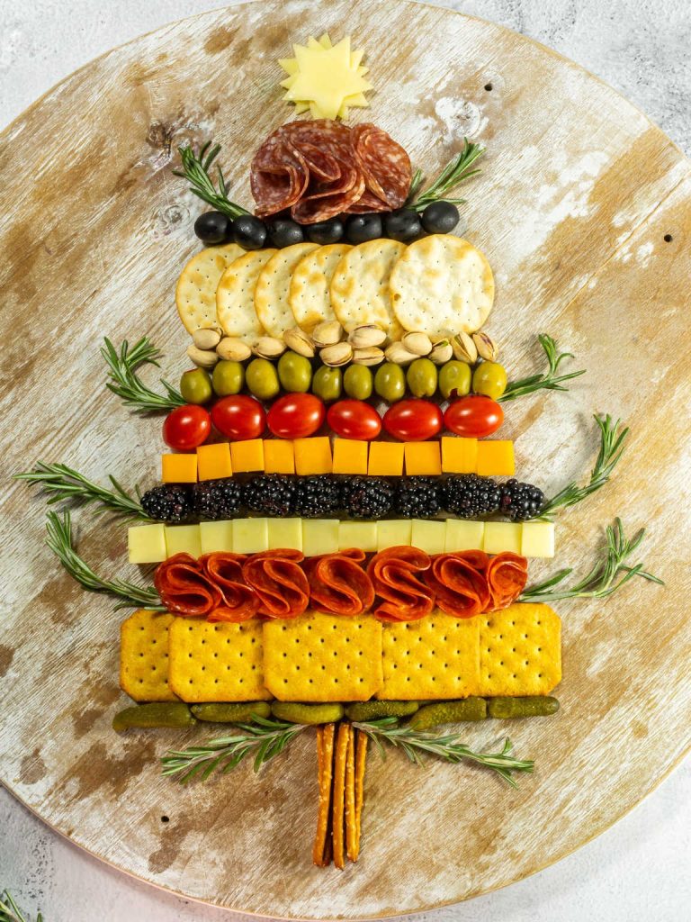 Christmas tree charcuterie board process 6