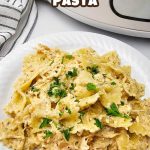 Crockpot garlic parmesan chicken pasta pin