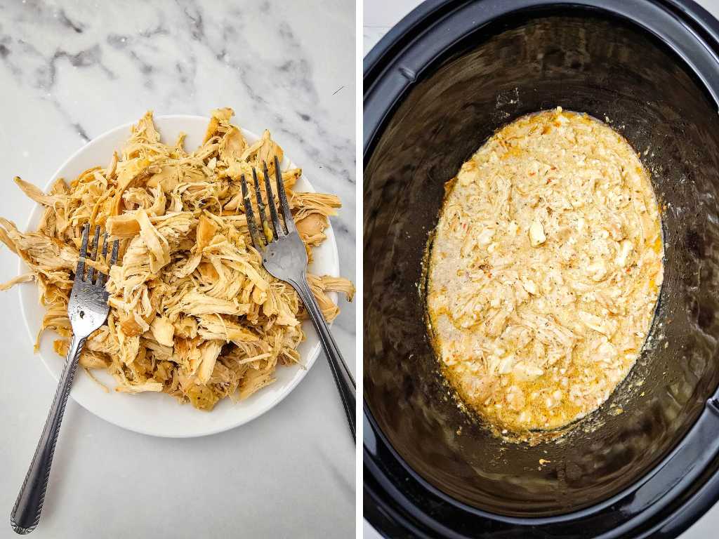 Crockpot garlic parmesan chicken pasta process 5