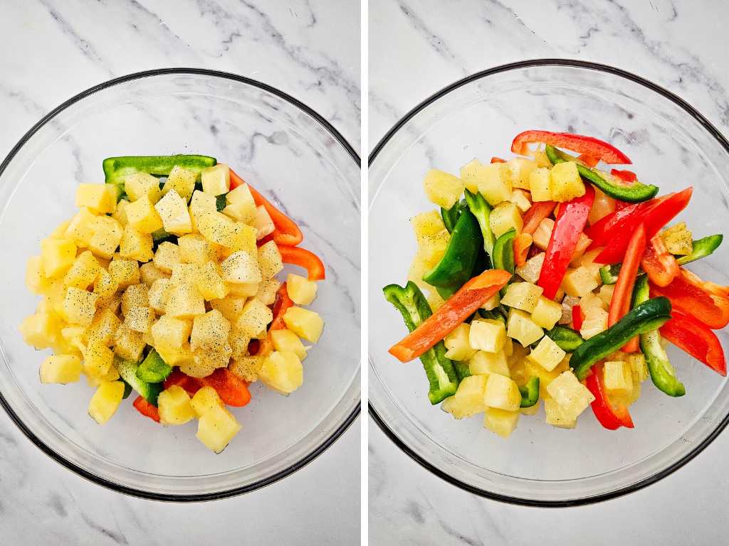 Sheet pan pineapple chicken process 5