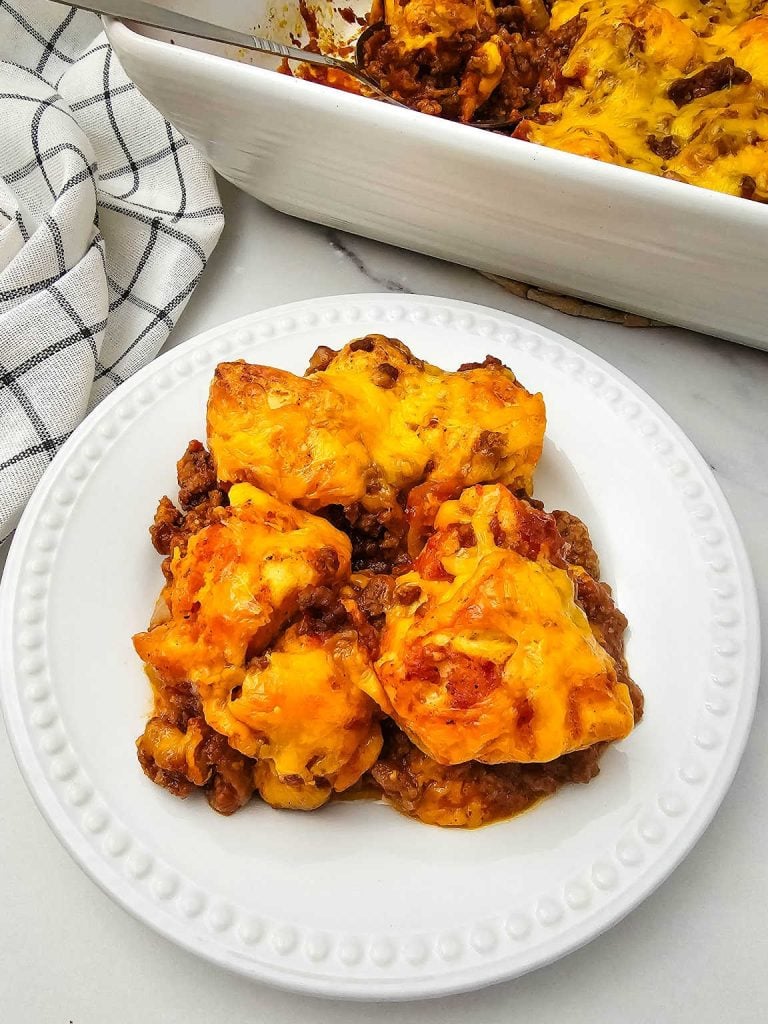Sloppy Joe casserole with biscuits