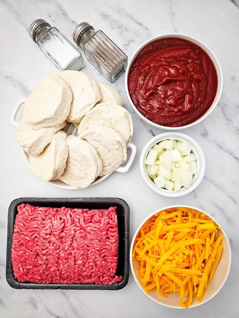 Sloppy Joe casserole with biscuits ingredients