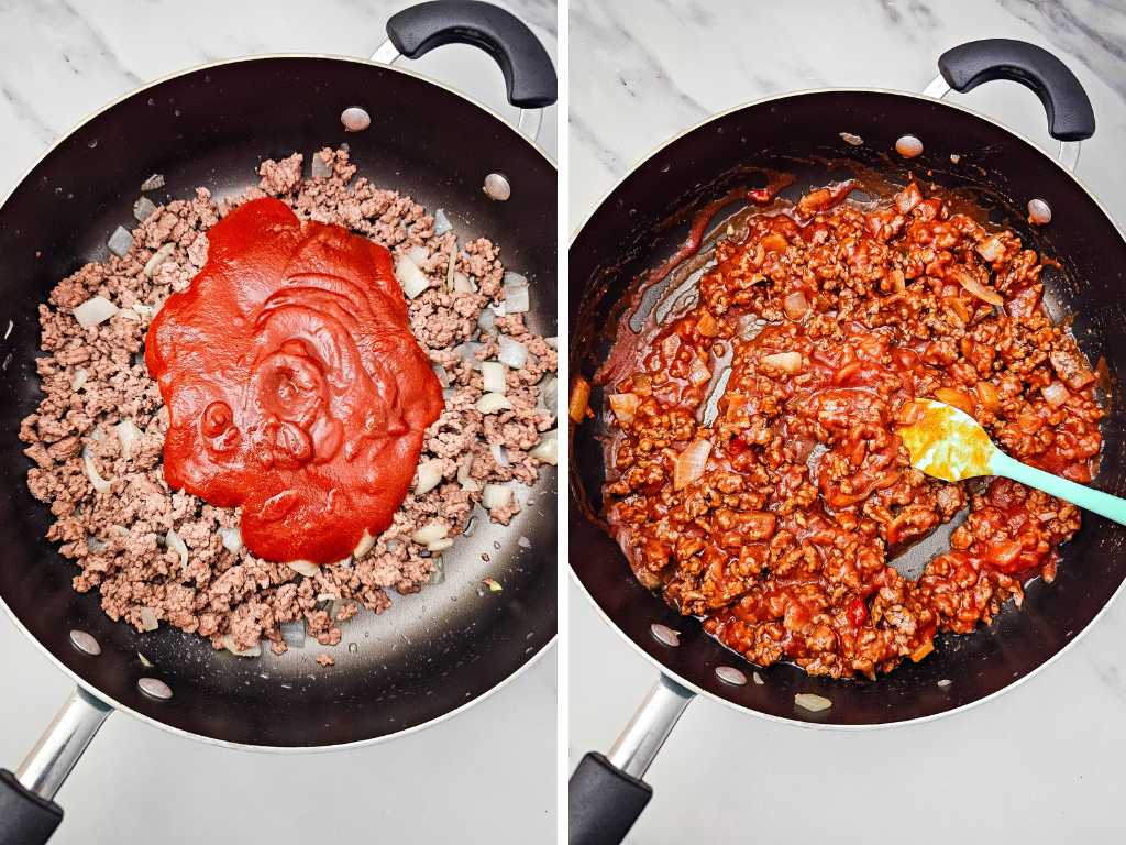 Sloppy Joe casserole with biscuits process 5