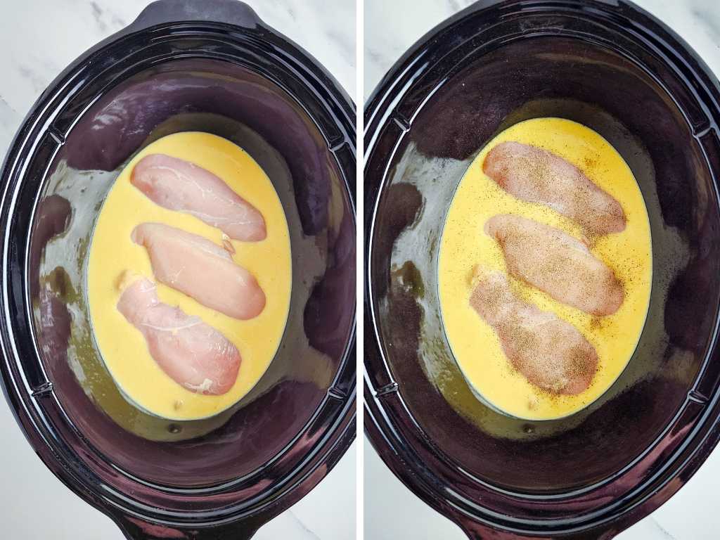 Slow cooker chicken and gravy process 2