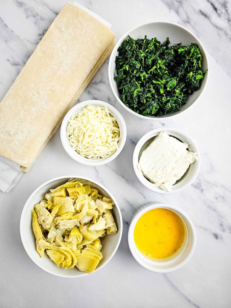 Spinach artichoke puff pastry ingredients