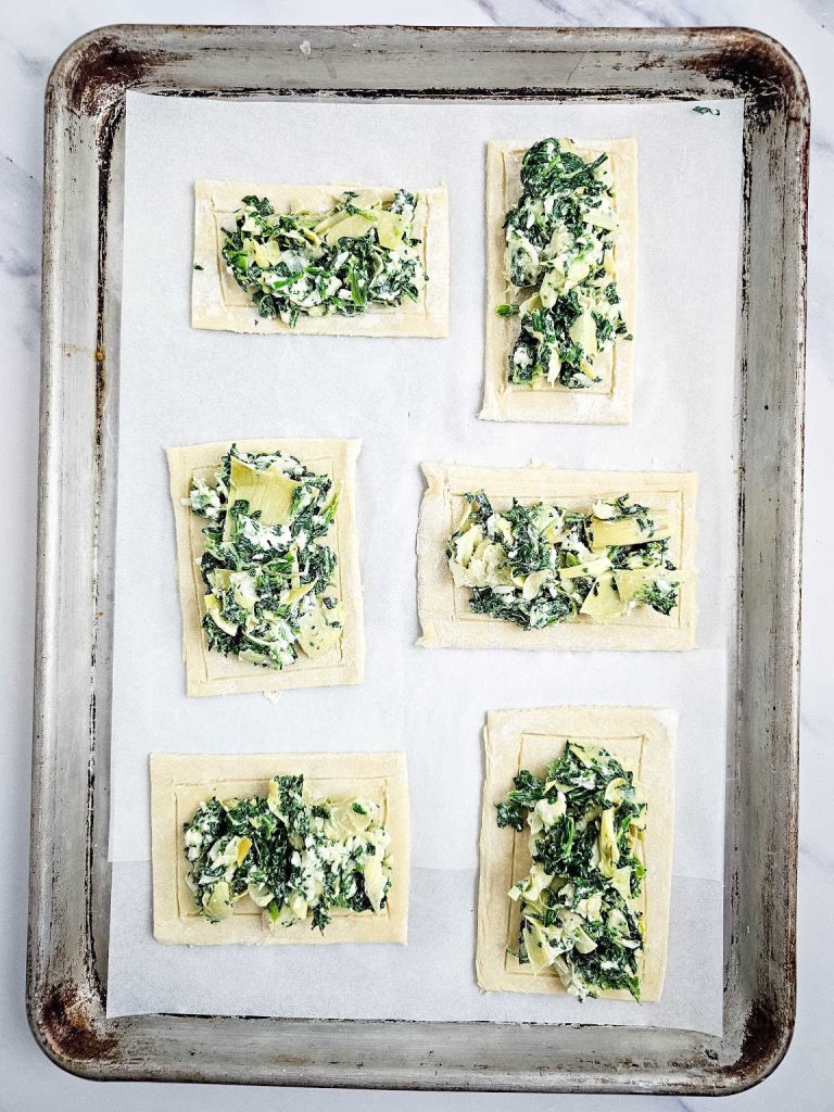 Spinach artichoke puff pastry process 4