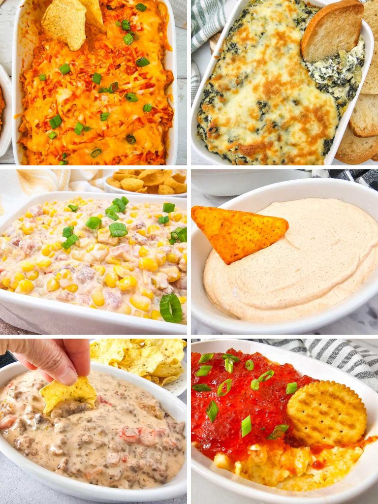 Collage of a variety of Game day dips