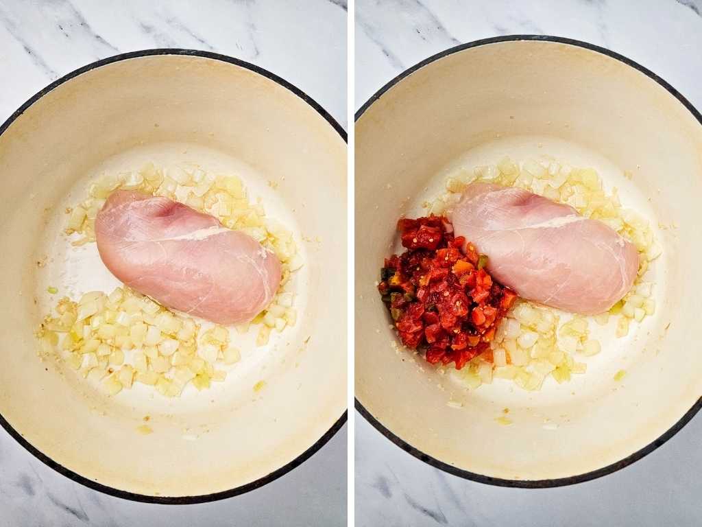 Chicken enchilada soup process 2