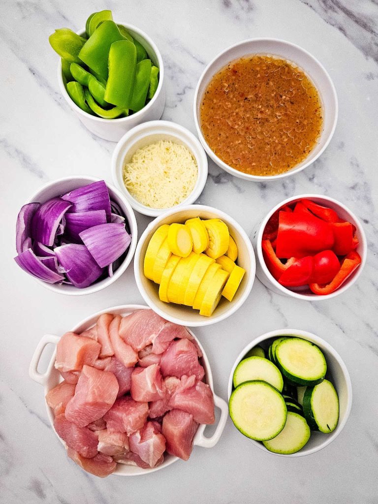 Sheet pan Italian chicken and veggies ingredients