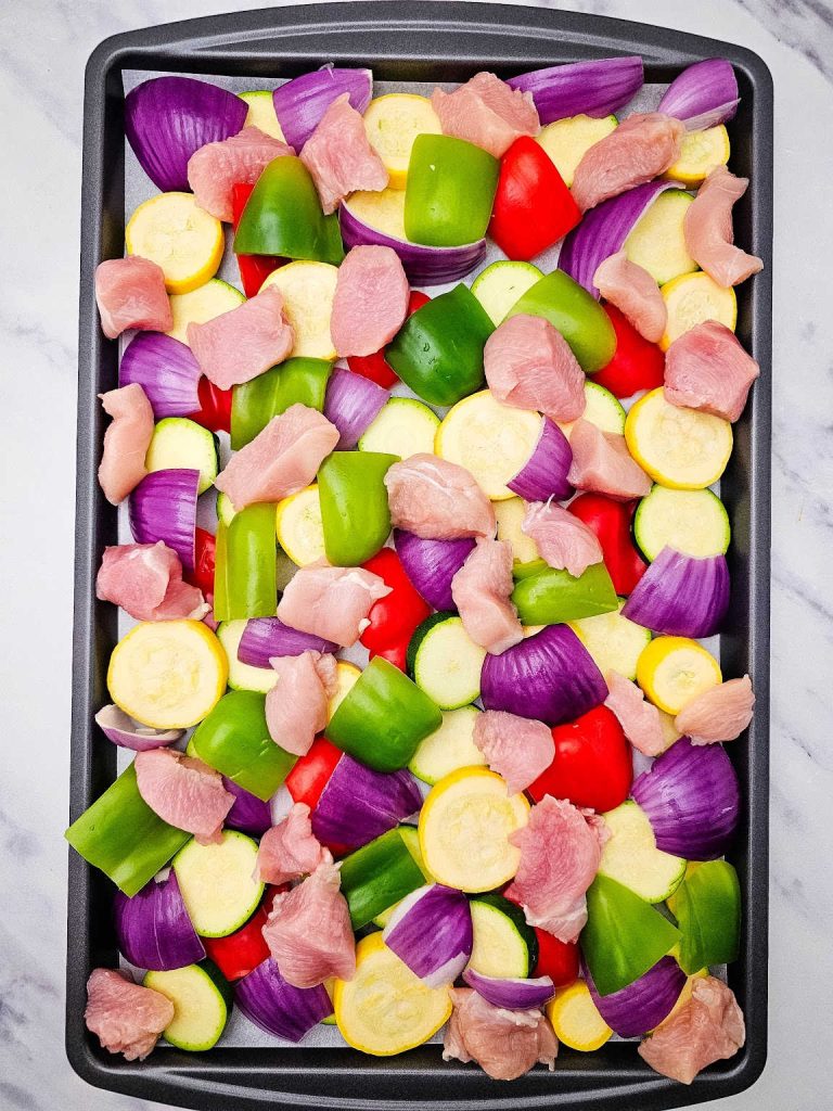 Sheet pan Italian chicken and veggies process 3