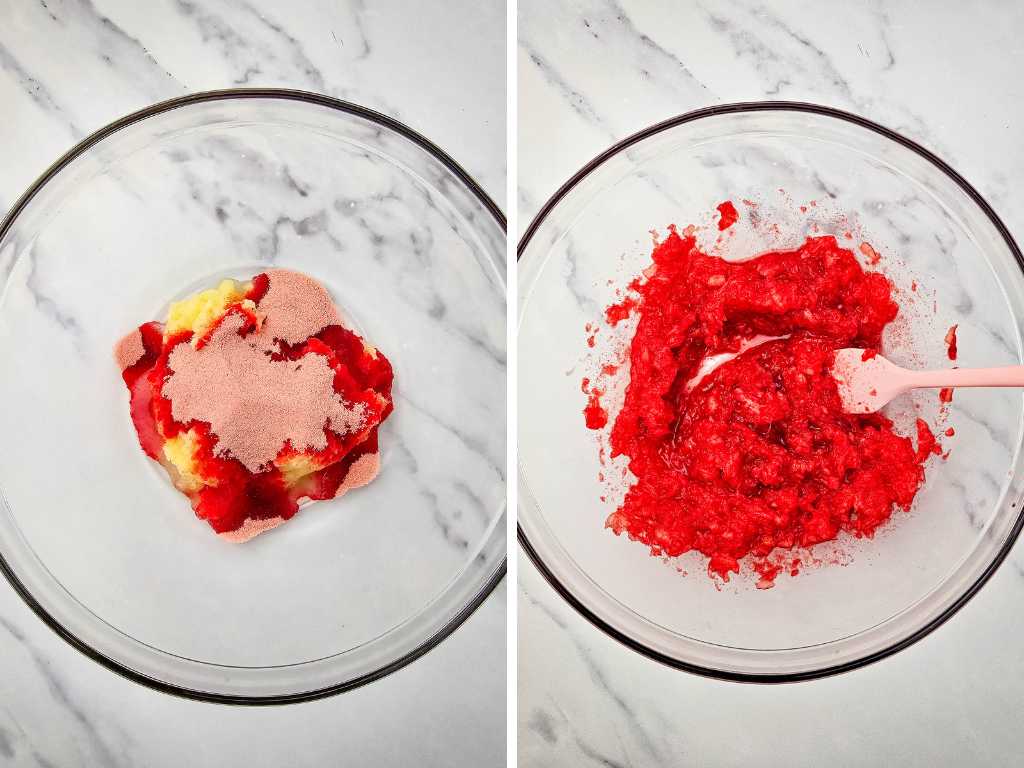 Strawberry fluff salad process 2