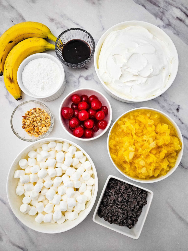 Banana split fluff salad ingredients