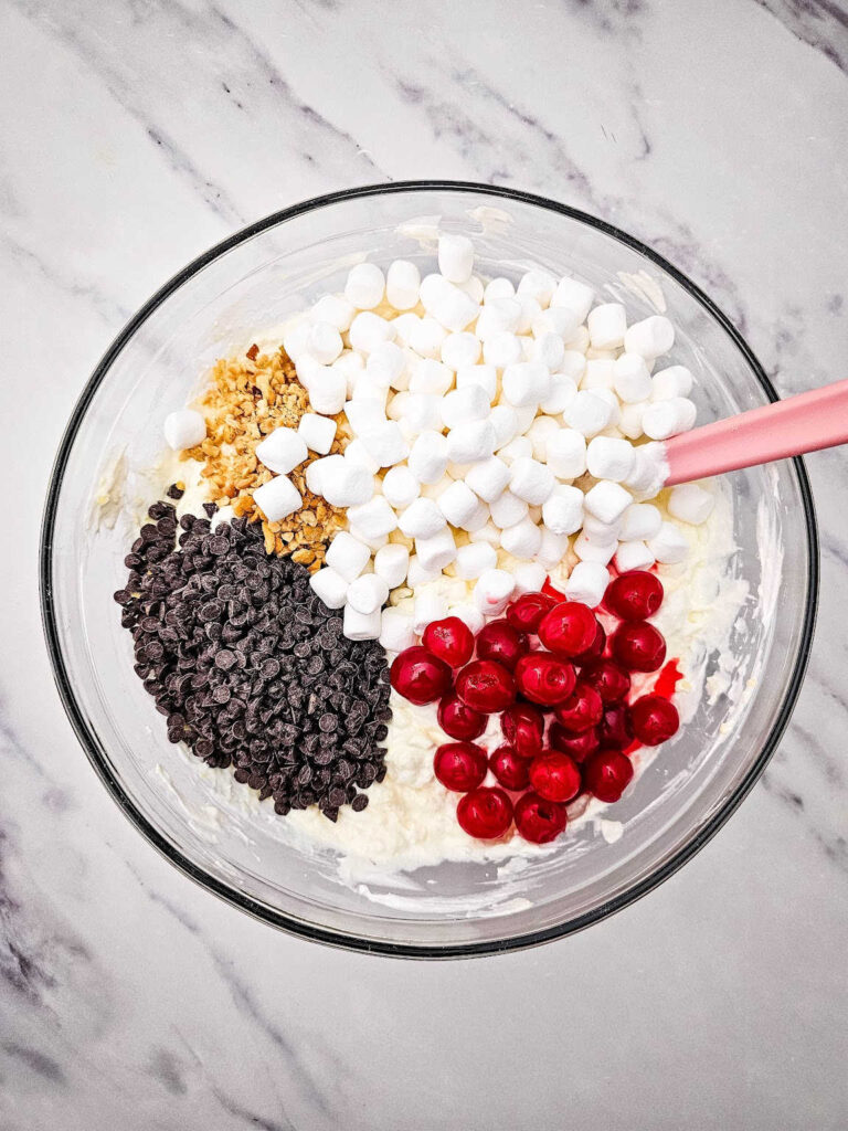 Banana split fluff salad process 2