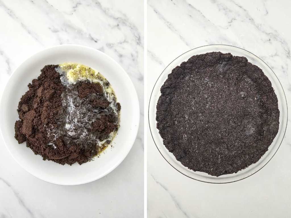 Chocolate Mint Oreo Pie process 2
