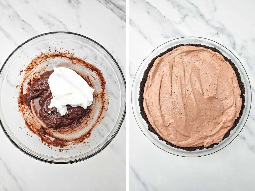 Chocolate Mint Oreo Pie process 5