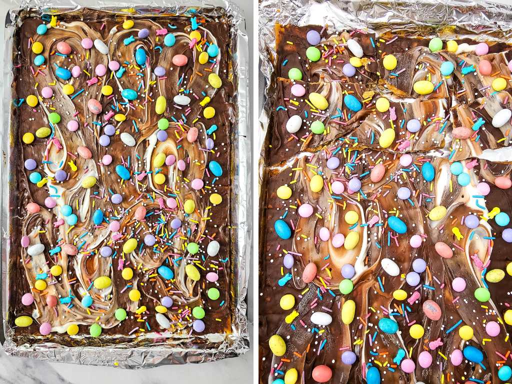 Easter chocolate cracker bark process 8-1