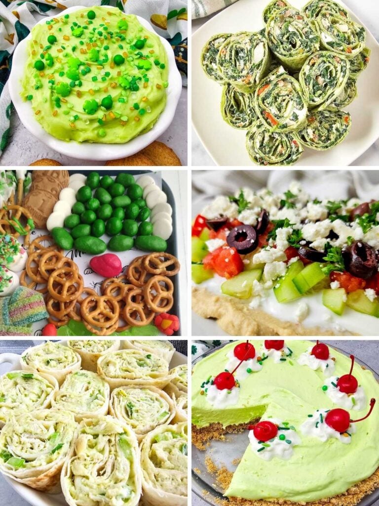 Collage of various green St. Patrick's Day food ideas