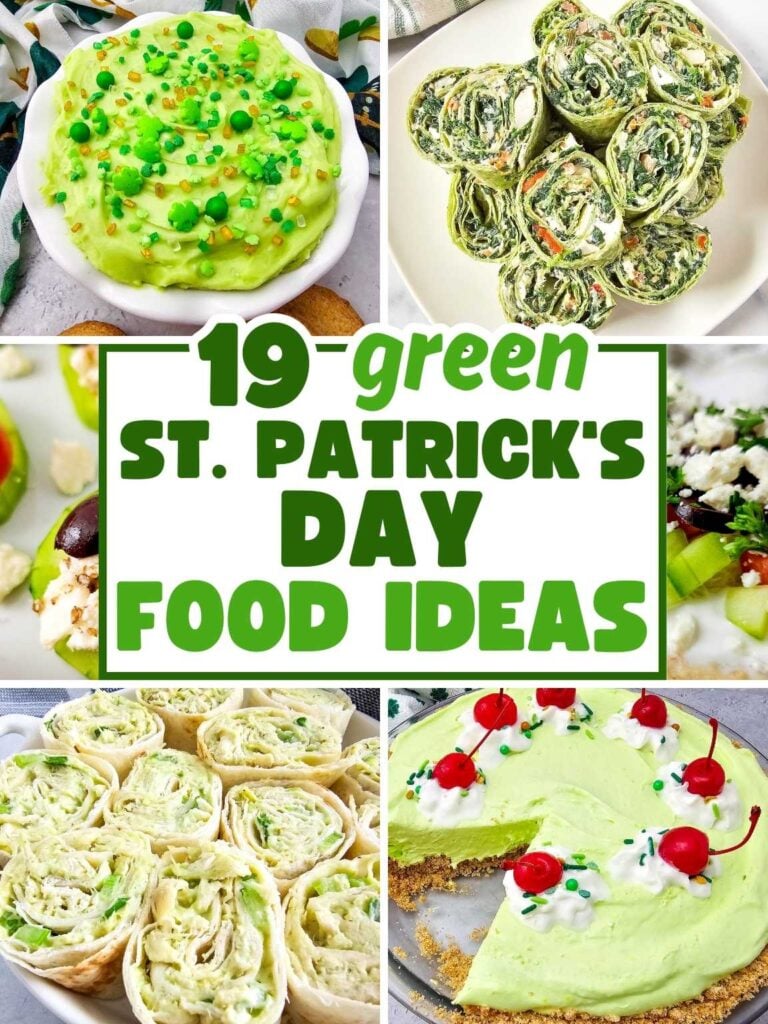 Collage of various green St. Patrick's Day food ideas