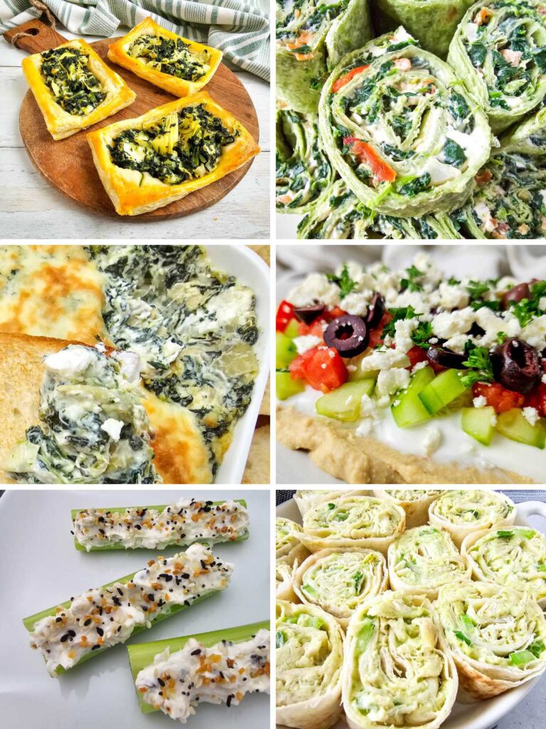 Collage of various een appetizers for St. Patrick's Day