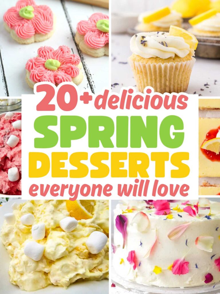 Collage of various spring desserts.