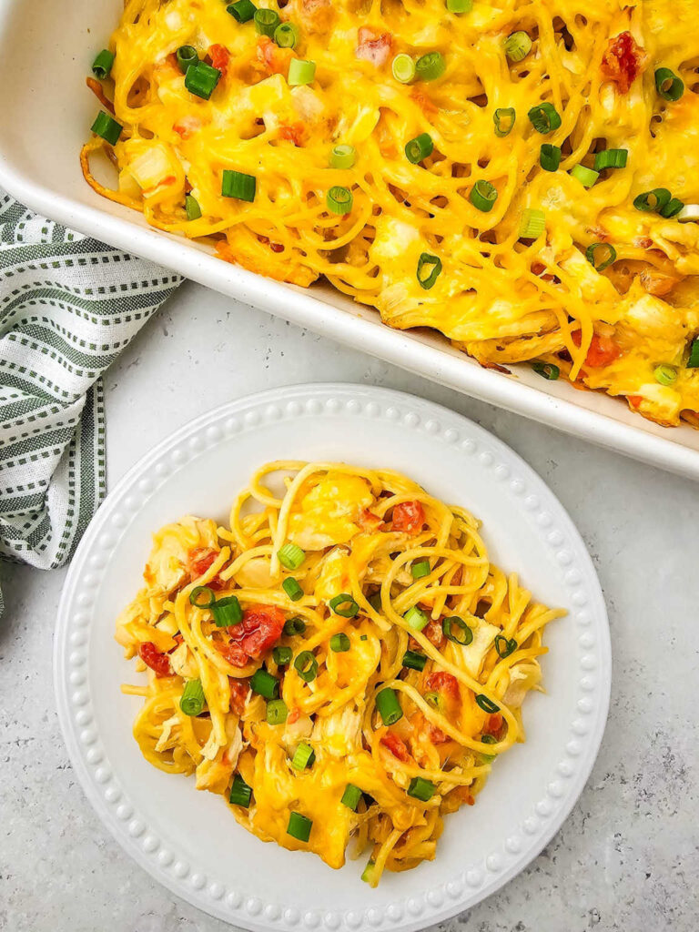 Cheesy Rotel Chicken Spaghetti