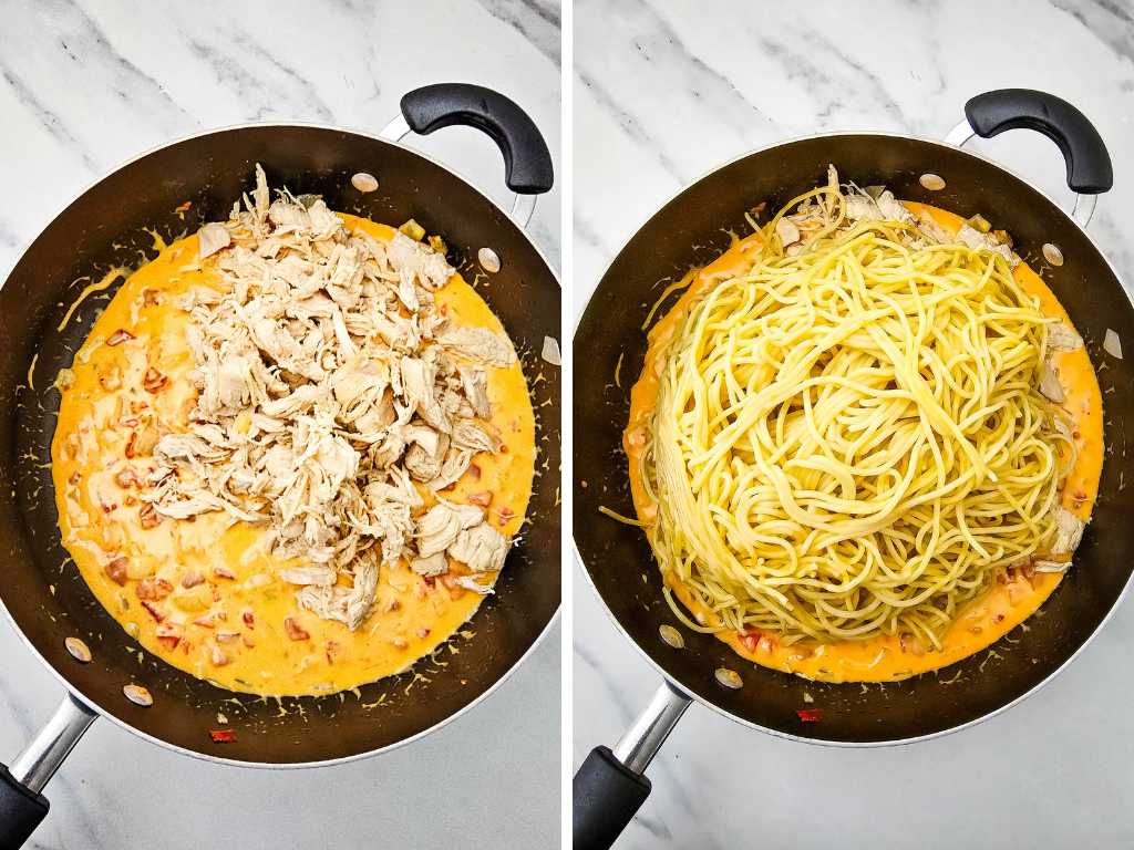 Cheesy Rotel Chicken Spaghetti process 6