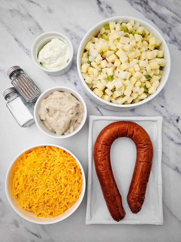 Crockpot cheesy sausage and potato casserole ingredients