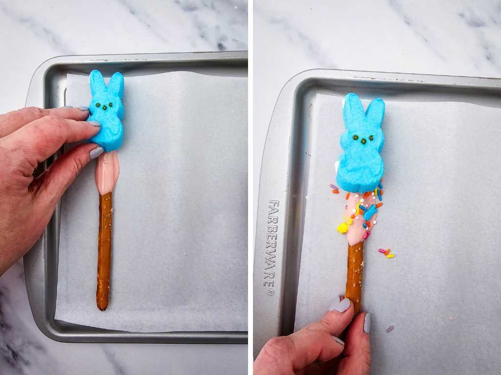 Dipped Pretzel Peeps process 4